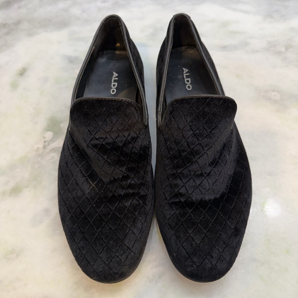 Aldo Black Velvet Smoking Slipper Loafer Men’s 7